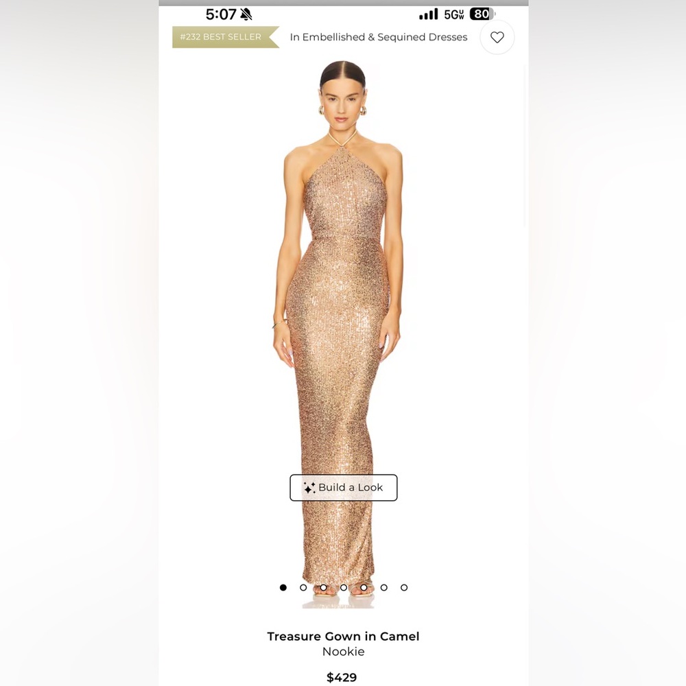 Nookie Camel Sequin Strapless Gown